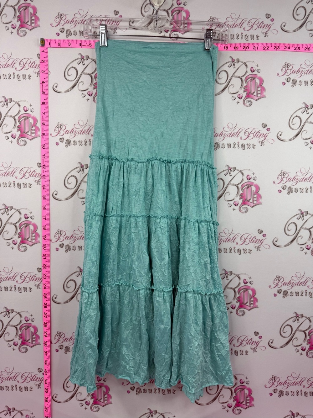 Kieus skirt or dress crinkle Women's Tiered Maxi Skirt - Mint Green
